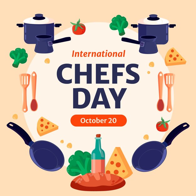 Flat international chefs day illustration