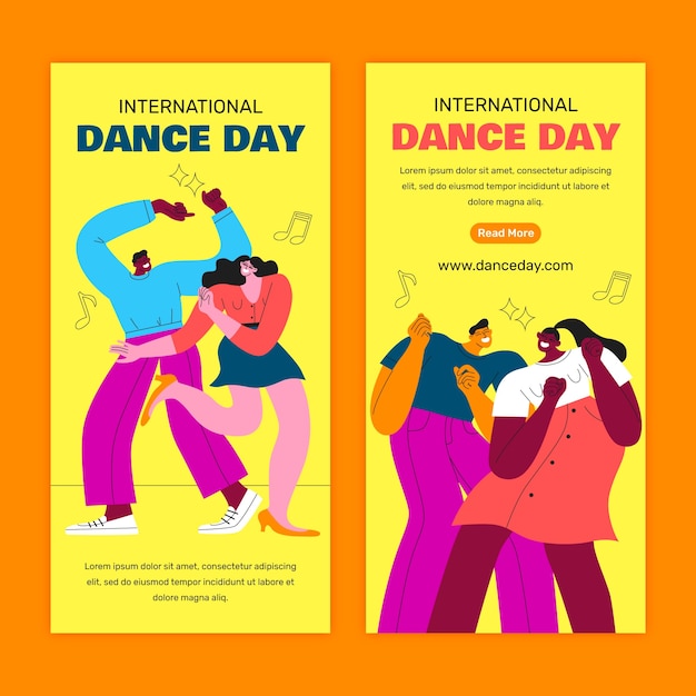 Flat international dance day banner template