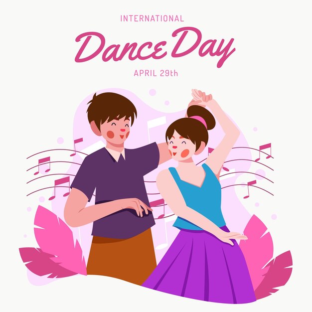 Flat international dance day illustration