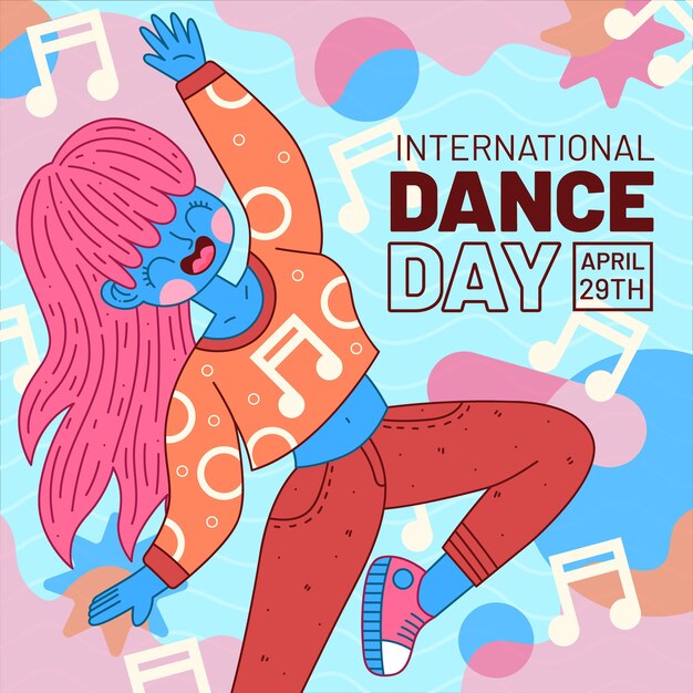 Flat international dance day illustration