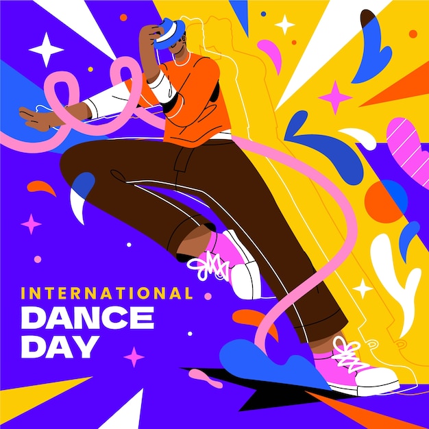 Flat international dance day illustration