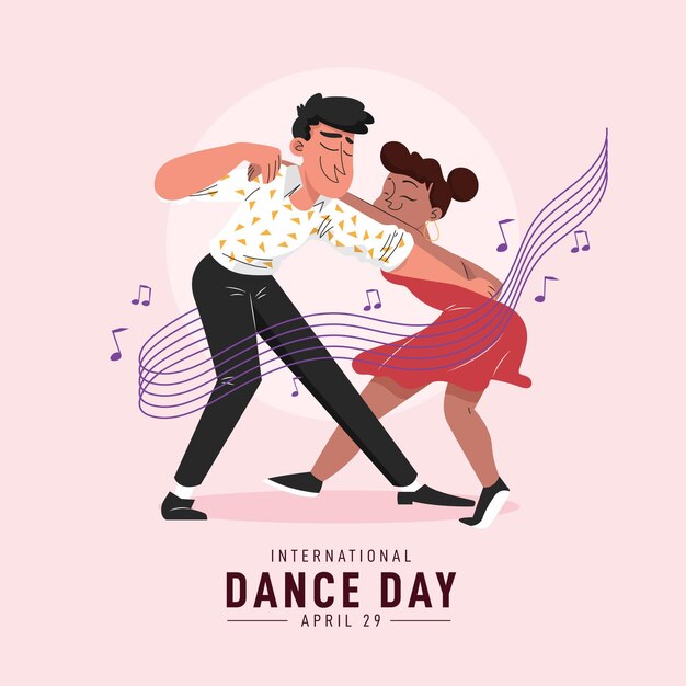 Flat international dance day illustration