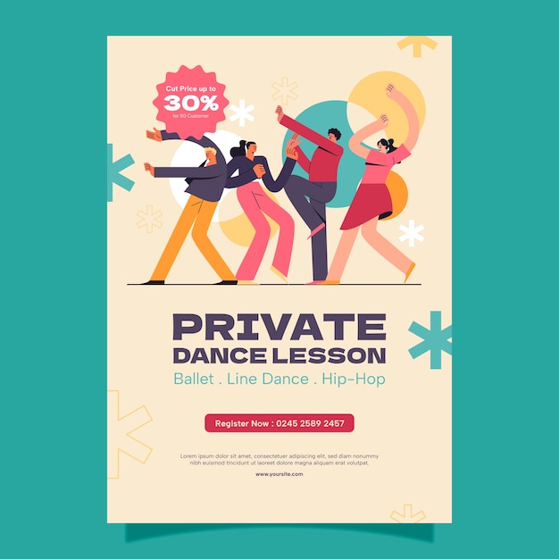 Free Vector flat international dance day vertical poster template