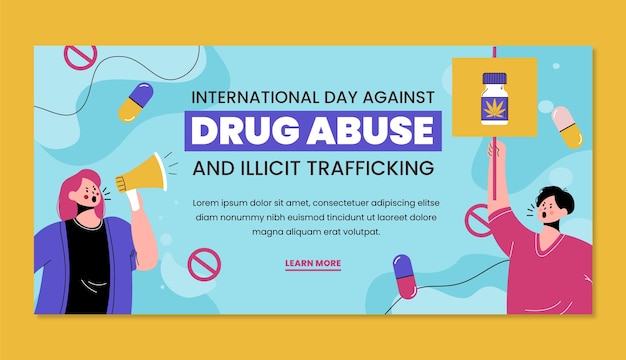 Free Vector flat international day against drug abuse and illicit trafficking banner