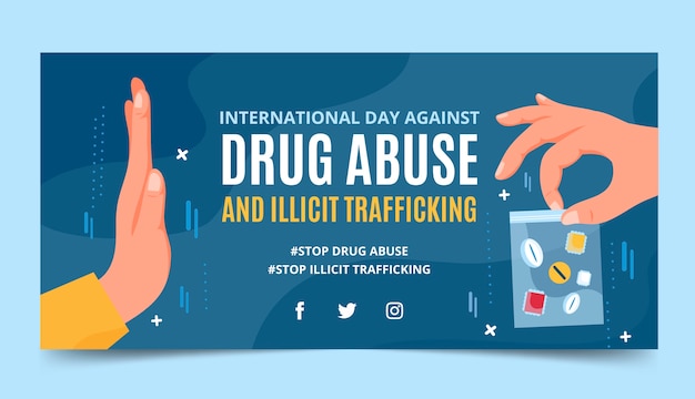 Free Vector flat international day against drug abuse and illicit trafficking banner