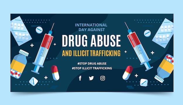 Flat international day against drug abuse and illicit trafficking banner