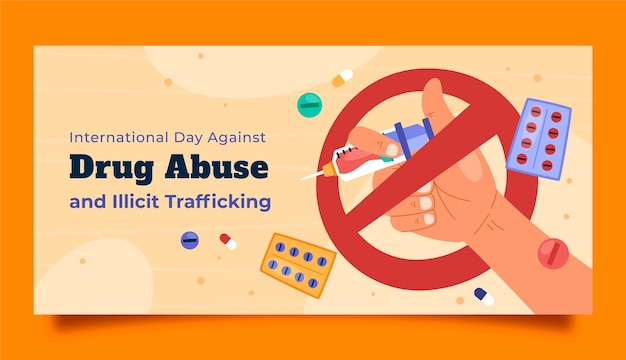 Free Vector flat international day against drug abuse and illicit trafficking horizontal banner template