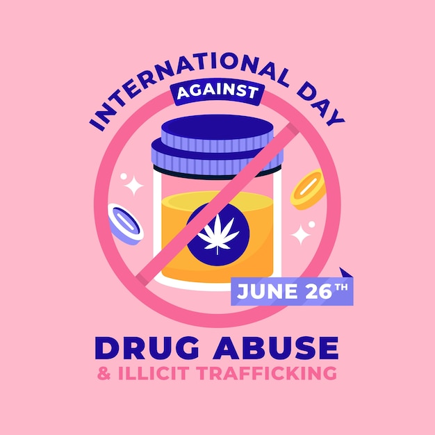 Flat international day against drug abuse and illicit trafficking illustration