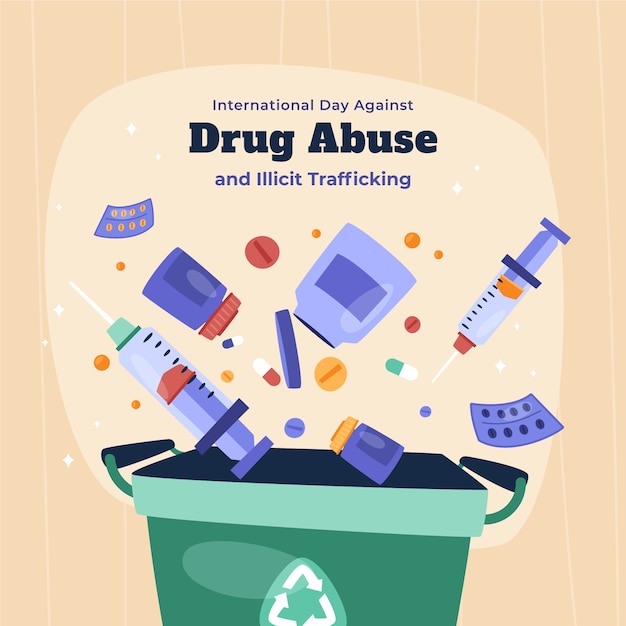 Free Vector flat international day against drug abuse and illicit trafficking illustration