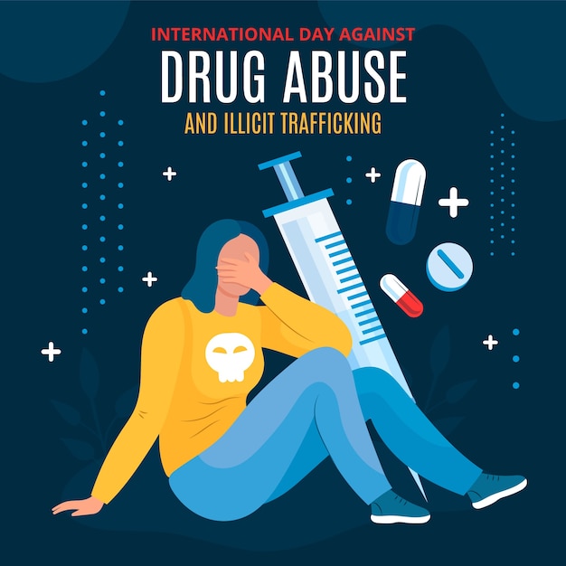 Free vector flat international day against drug abuse and illicit trafficking illustration