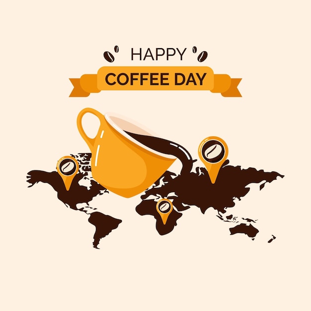 Free Vector flat international day of coffee