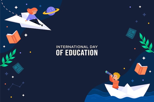 Flat international day of education background