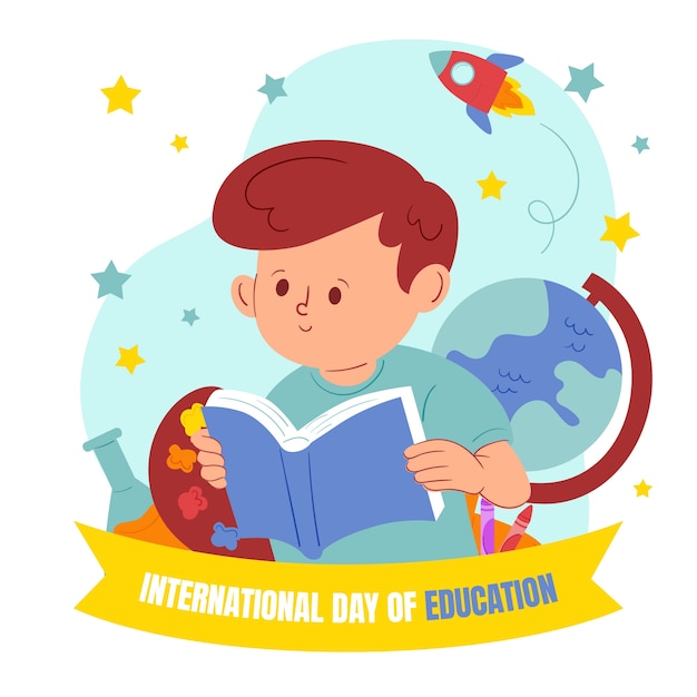 Free Vector flat international day of education illustration