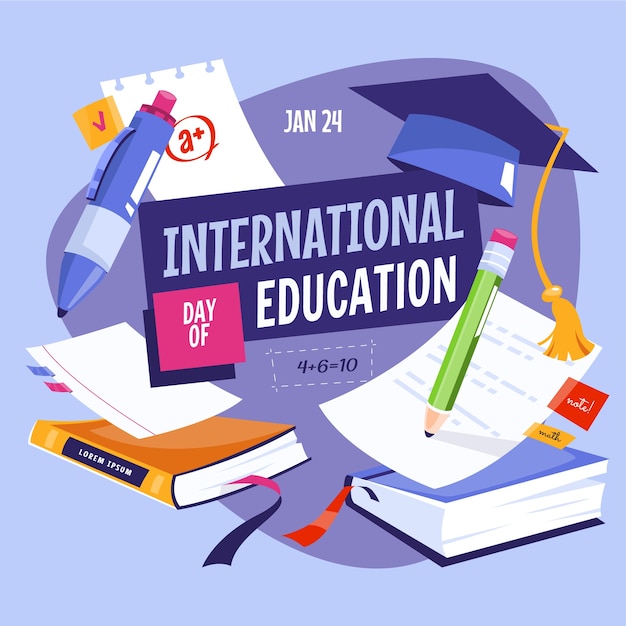 Flat international day of education illustration