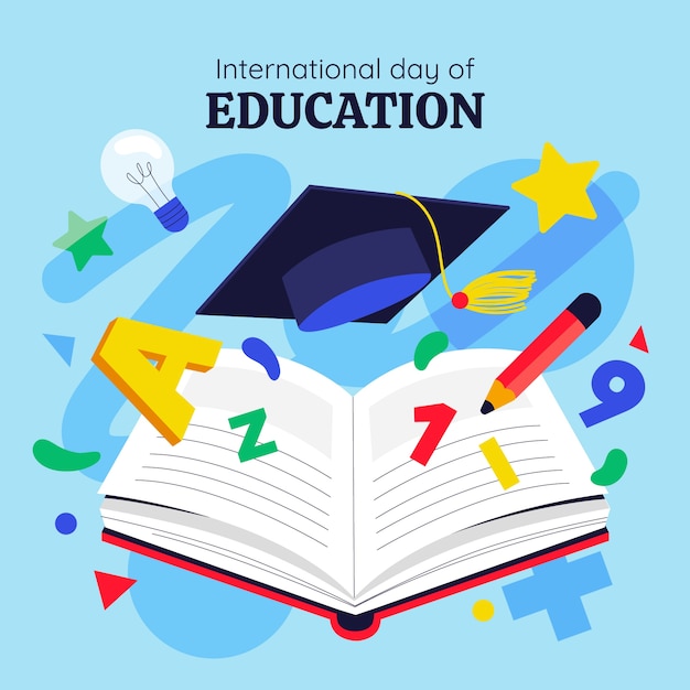 Free Vector flat international day of education illustration