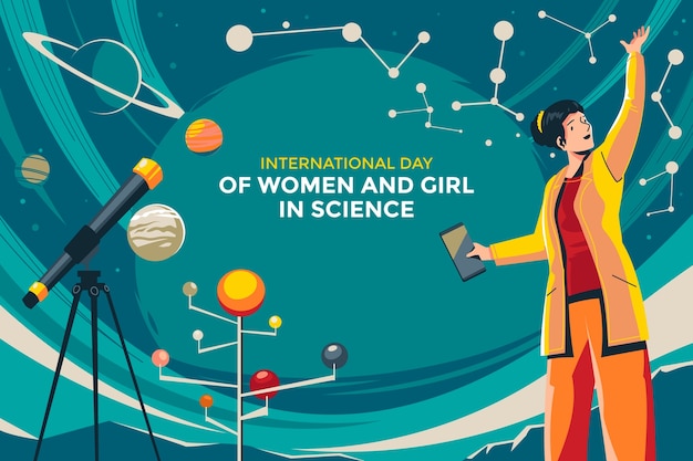 Free vector flat international day of women and girls in science background