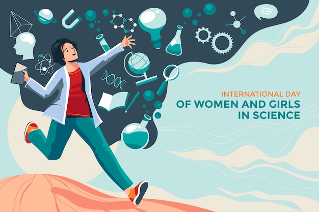 Free Vector flat international day of women and girls in science background