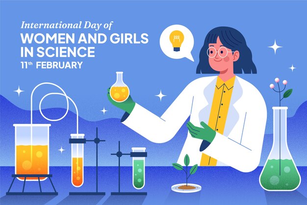 Flat international day of women and girls in science background