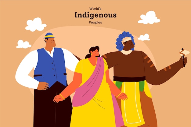 Free Vector flat international day of the world's indigenous peoples background with people