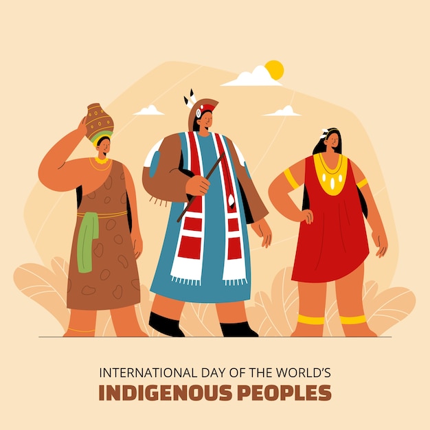 Free Vector flat international day of the world's indigenous peoples illustration