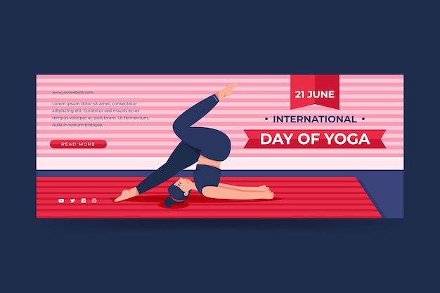 Free Vector flat international day of yoga banner template