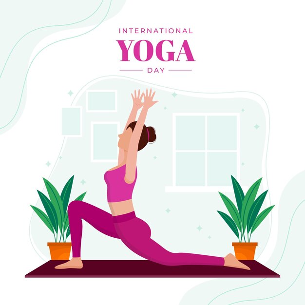 Flat international day of yoga illustration