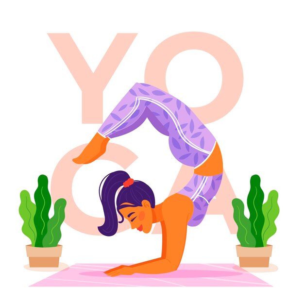 Flat international day of yoga illustration