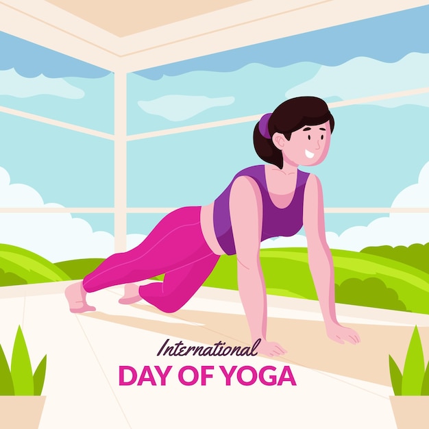 Free Vector flat international day of yoga illustration