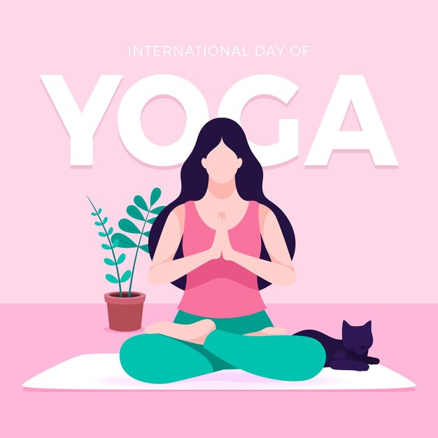 Flat international day of yoga illustration