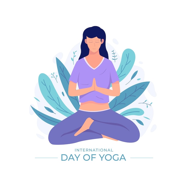 Free Vector flat international day of yoga illustration