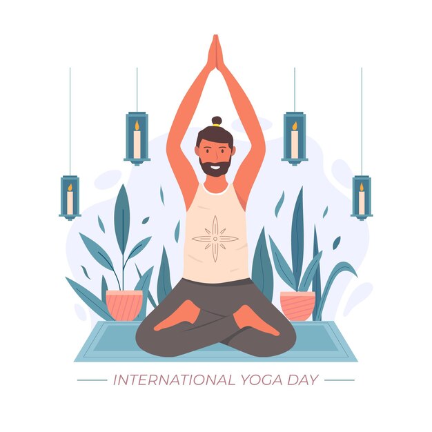 Flat international day of yoga illustration