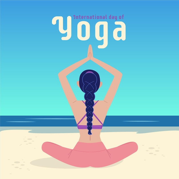 Flat international day of yoga illustration