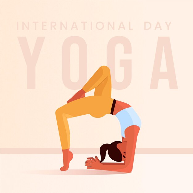 Flat international day of yoga illustration