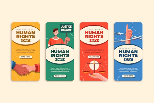 Free Vector flat international human rights day instagram stories collection