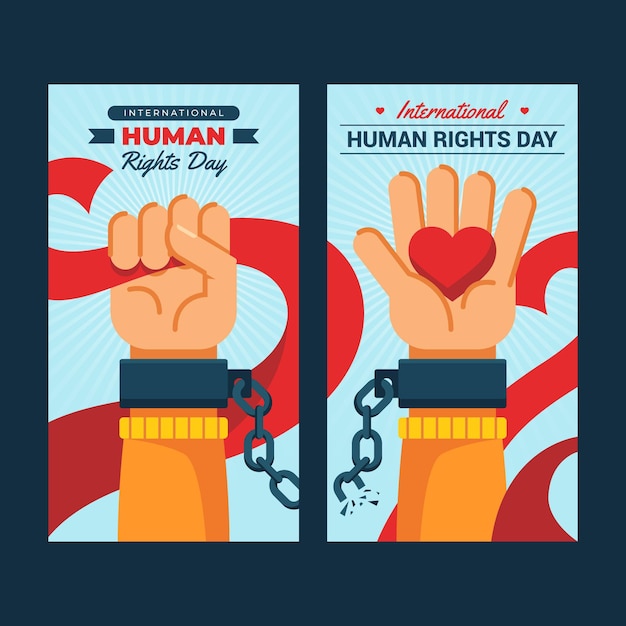 Free Vector flat international human rights day vertical banners set