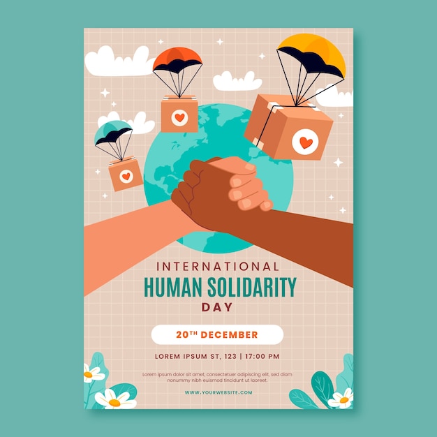 Free Vector flat international human solidarity day vertical poster template