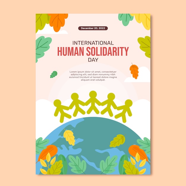 Free Vector flat international human solidarity day vertical poster template