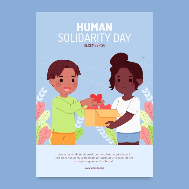 Free Vector flat international human solidarity day vertical poster template