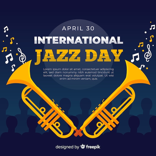 Flat international jazz day background