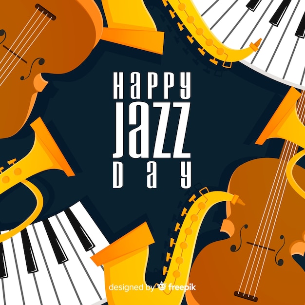 Flat international jazz day background