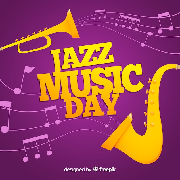 Flat international jazz day background