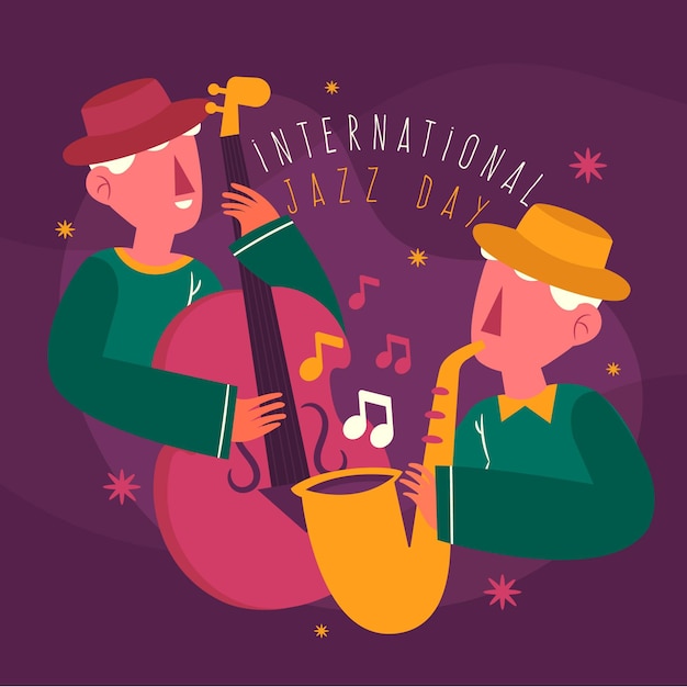 Free vector flat international jazz day illustration