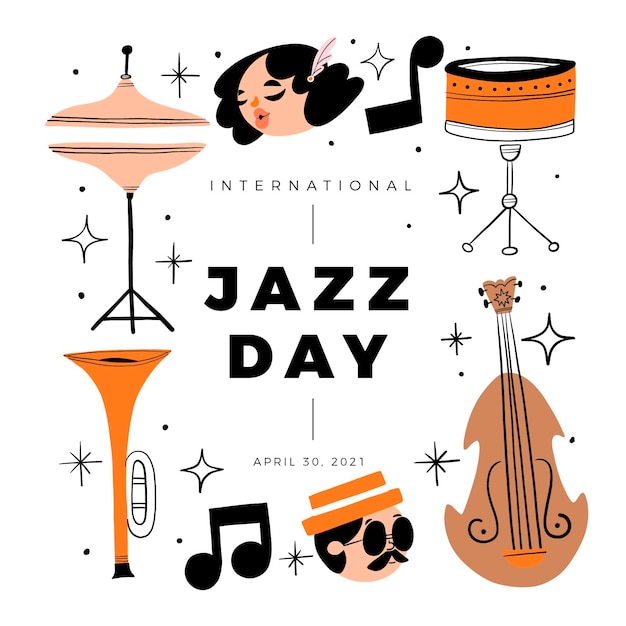 Flat international jazz day illustration