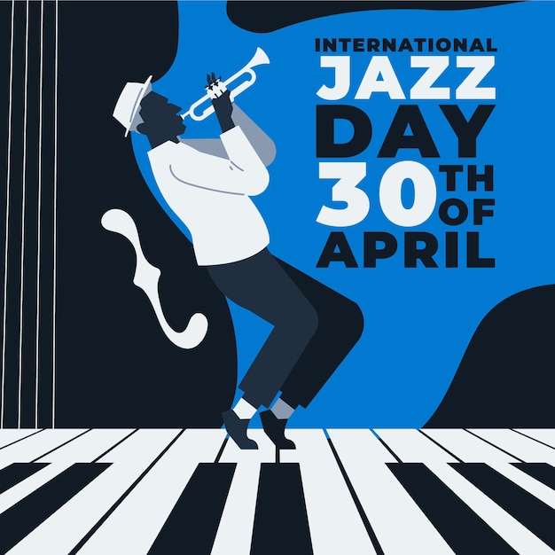 Free Vector flat international jazz day illustration