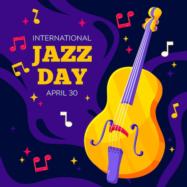 Flat international jazz day illustration