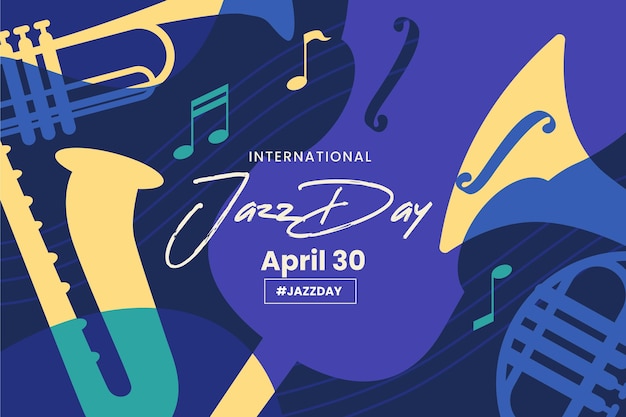 Free vector flat international jazz day illustration