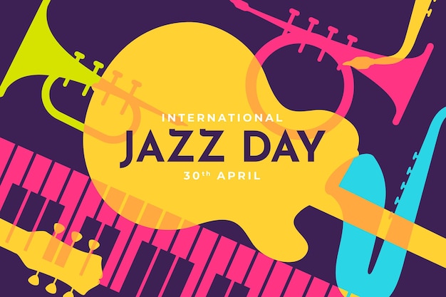 Flat international jazz day illustration