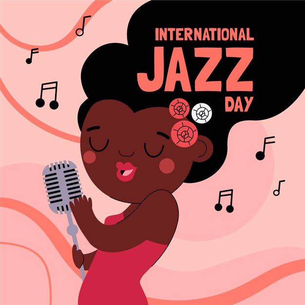 Flat international jazz day illustration