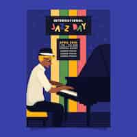 Free vector flat international jazz day poster template