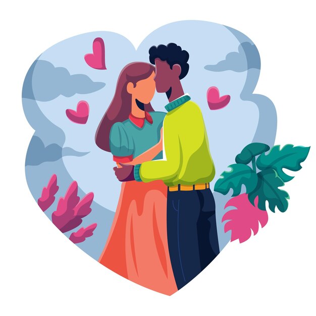 Flat international kissing day illustration